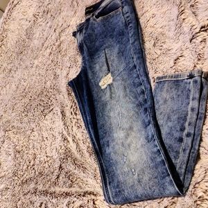 Express Jeans High Rise lightly distressed and faded